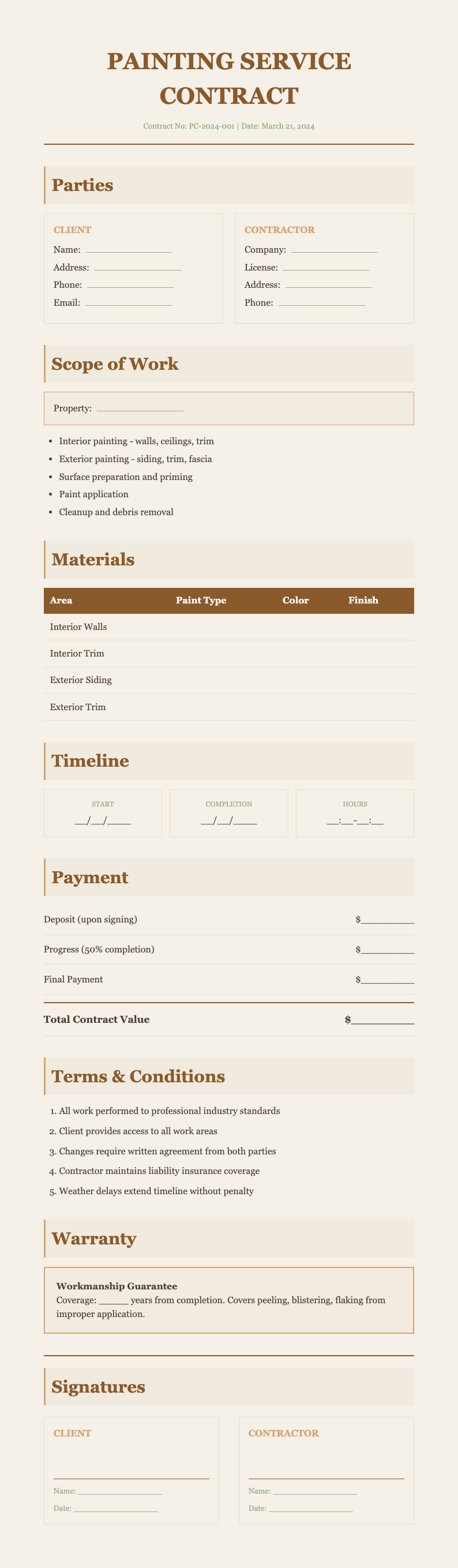 Earth Tone Natural painting contract